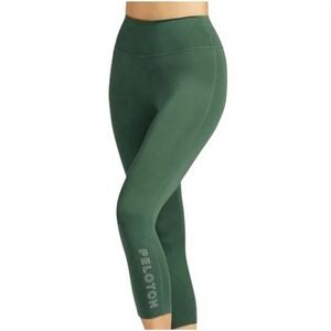 Peloton Leggings Medium Green Spell-out Pocket Gym Running Workout Cycling EUC‎